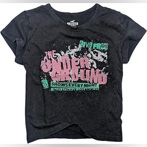 Hollister Women's Easy Fit Flattering & Lightweight Crop vintage style T-Shirt - Picture 1 of 6